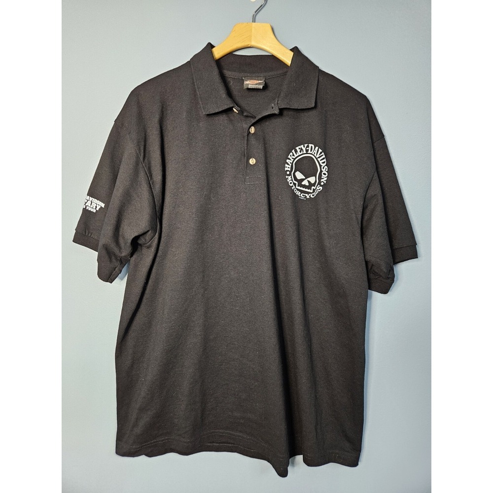Harley Davidson XL Motorcycle Biker Black Polo Military Overseas Tour Shirt